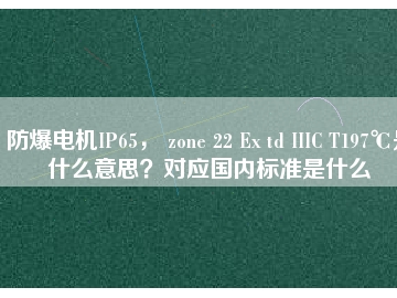 防爆電機IP65， zone 22 Ex td IIIC T197℃是什么意思？對應國內標準是什么