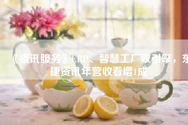 《資訊服務(wù)》ERP、智慧工廠雙引擎，東捷資訊年?duì)I收看增1成